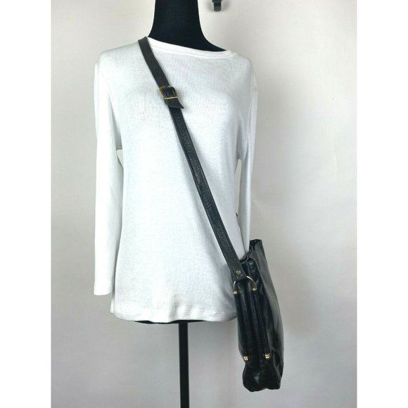 Vintage BALLY Black Luxurious Leather Medium Crossbody Shoulder Handbag Purse - Picture 6 of 12